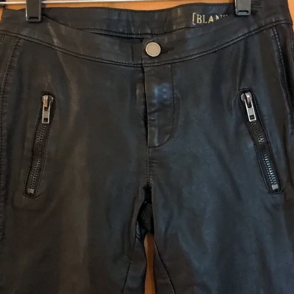 BlankNyc Faux Leather Skinny Pants Ankle Zip Black Size 27 Mid to Low Rise - Picture 2 of 10